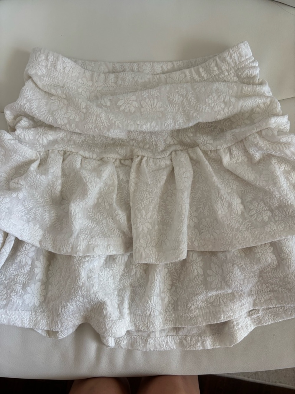 White Floral Tiered Mini Skirt